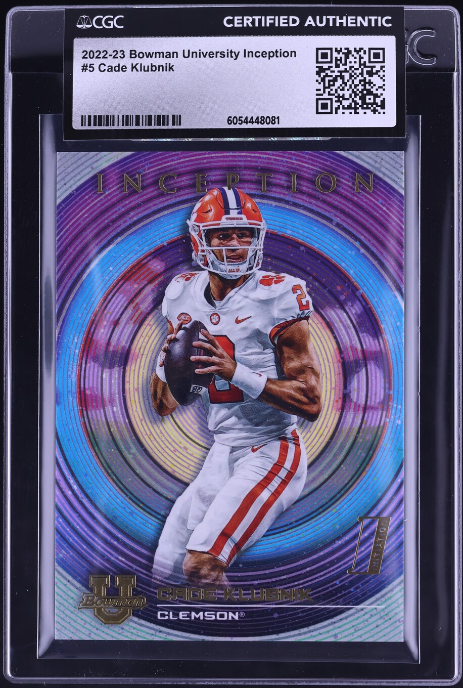 2022 Bowman University Inception Cade Klubnik ROOKIE #5 CGC AUTH