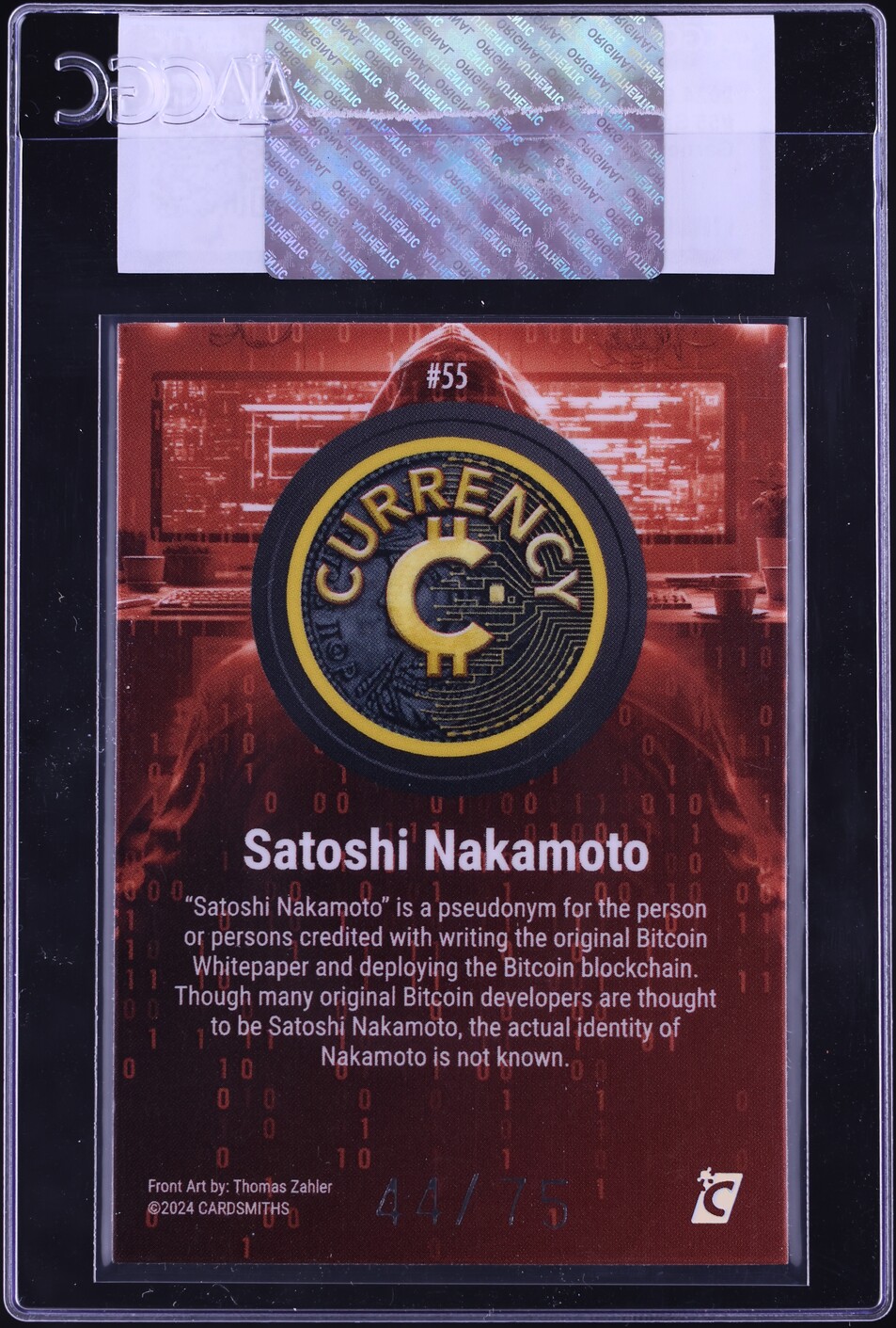 2024 Cardsmiths Currency 3 Garnet Gemstone Ref. Satoshi Nakamoto /75 CGC  AUTH on Fanatics Collect