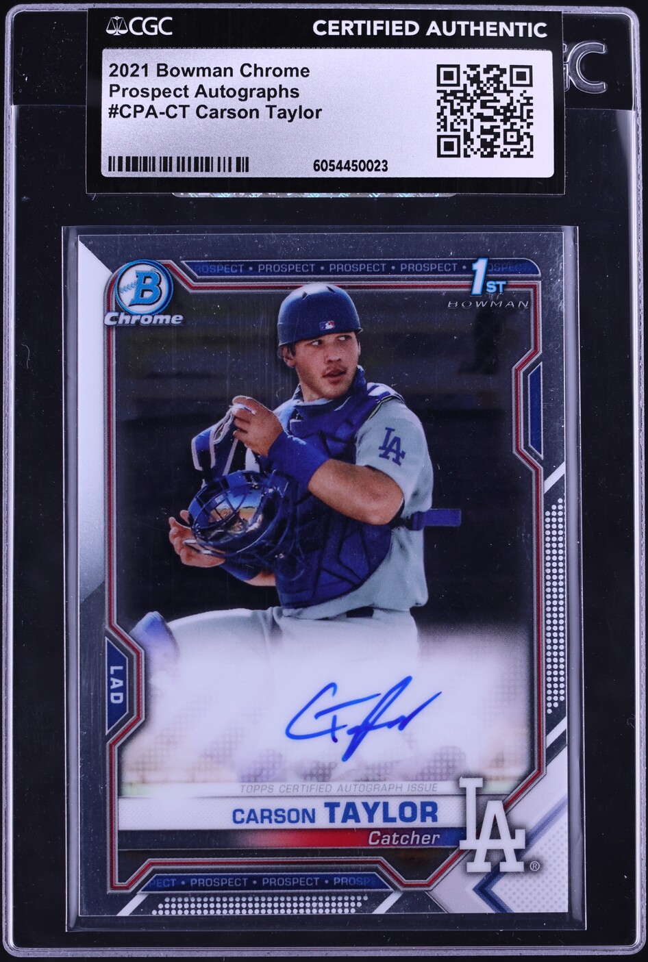 2021 Bowman Chrome Carson Taylor PROSPECT AUTO #CPA-CT CGC AUTH