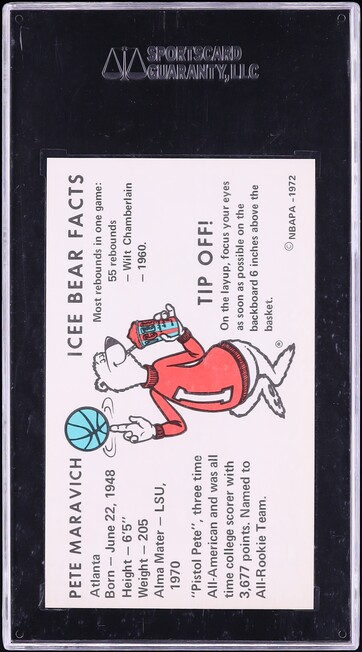 1972 Icee Bear Basketball Pete Maravich SGC 6 EXMT