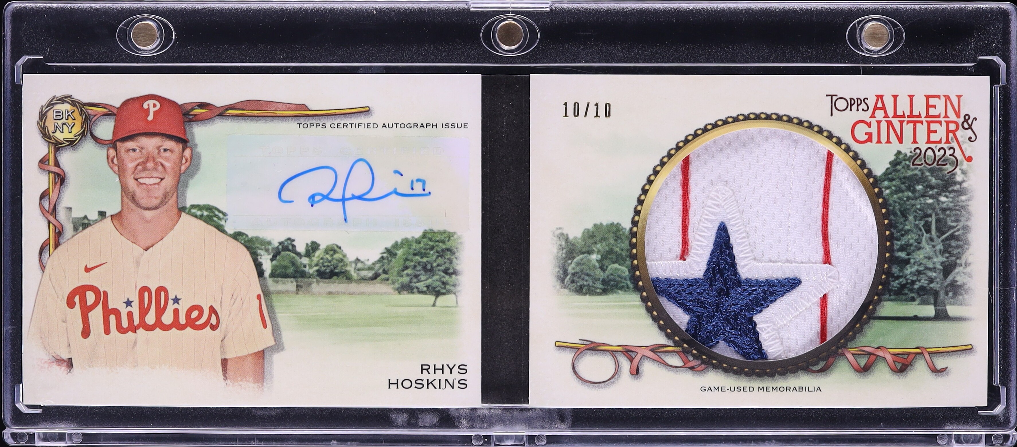 2023 Topps Allen & Ginter Book Rhys Hoskins PATCH AUTO 10/10 #ARBC