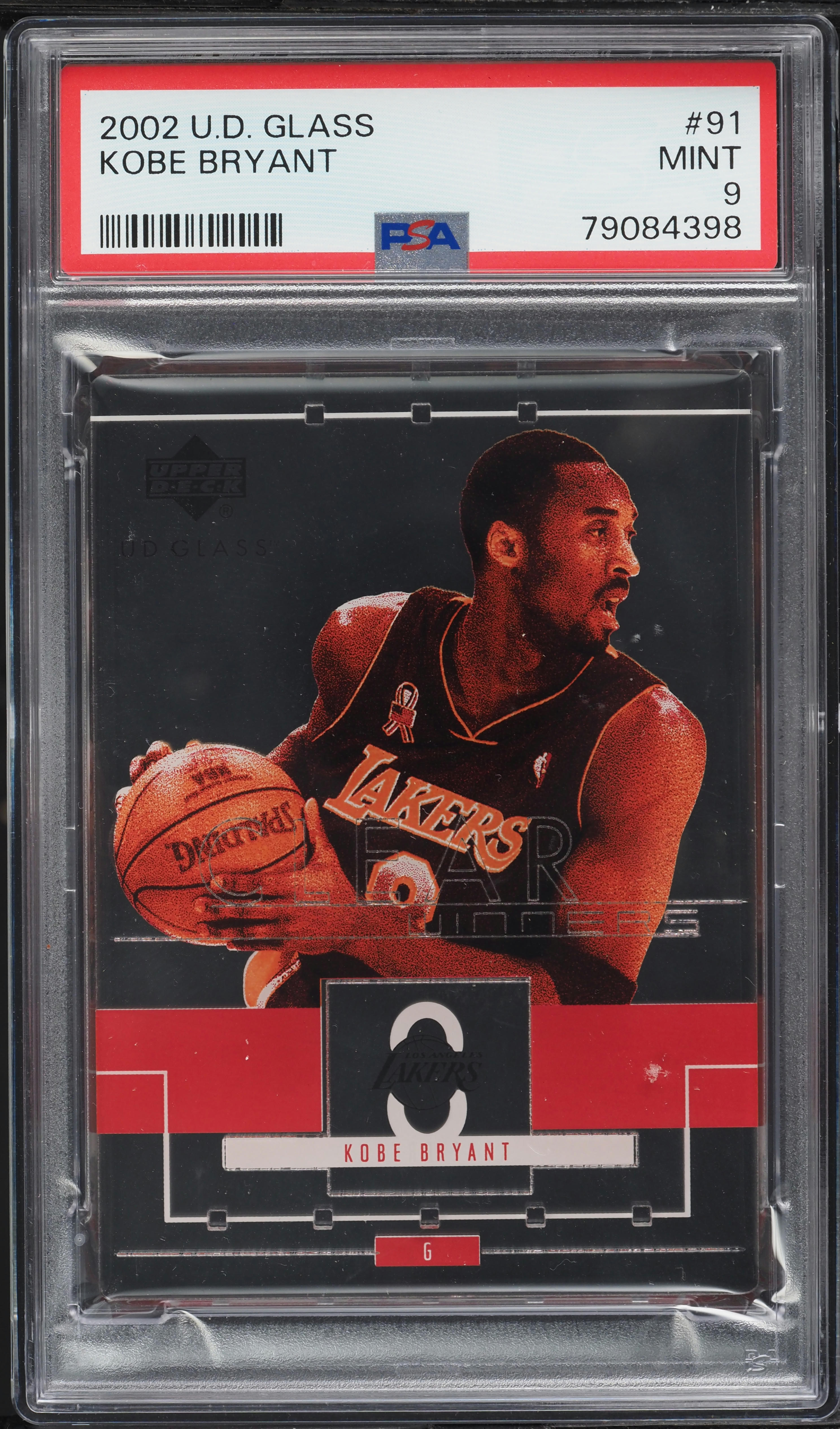 2002 Upper Deck Glass Kobe Bryant #91 PSA 9 MINT on Fanatics Collect