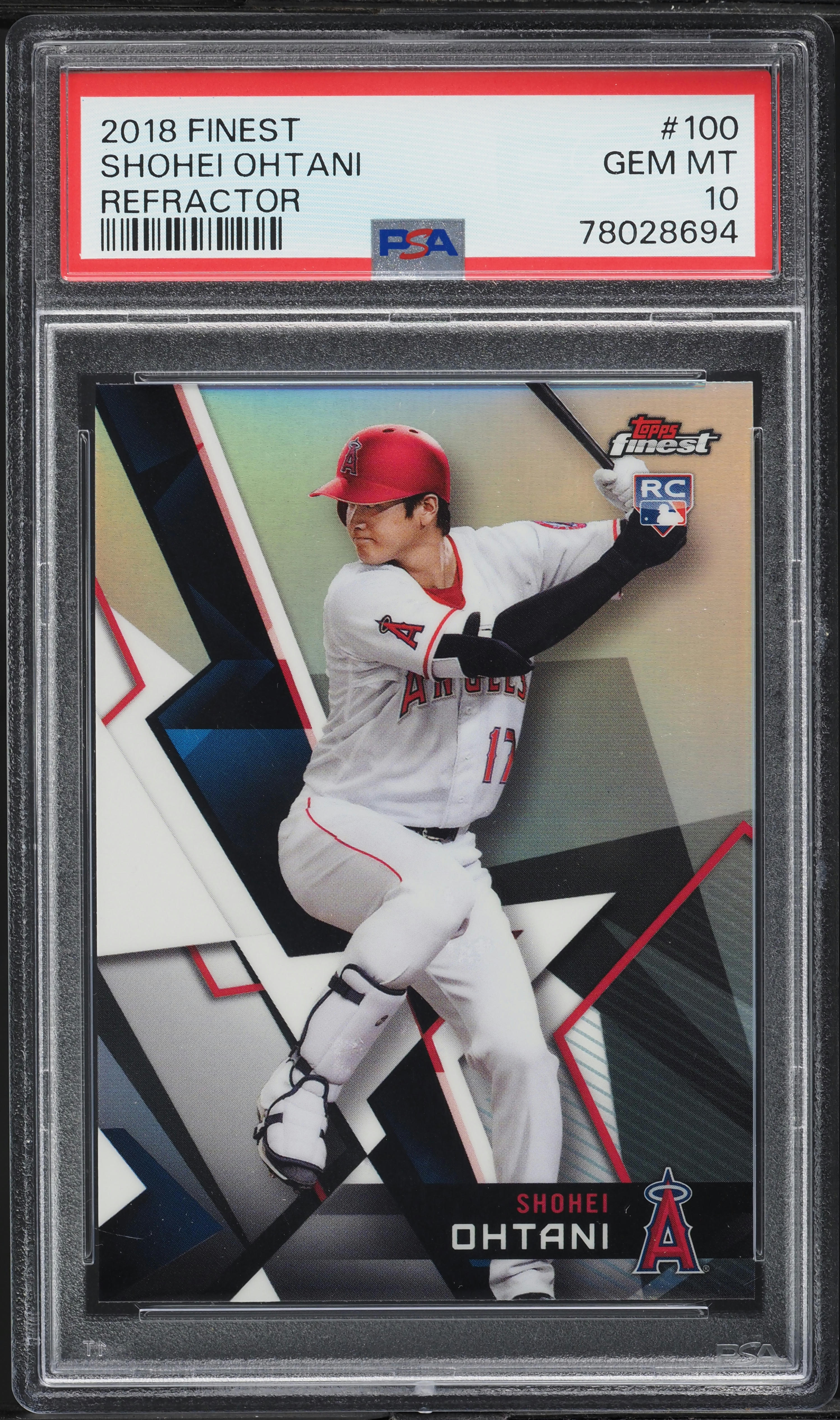 2018 Finest Refractor Shohei Ohtani ROOKIE #100 PSA 10 GEM MINT on