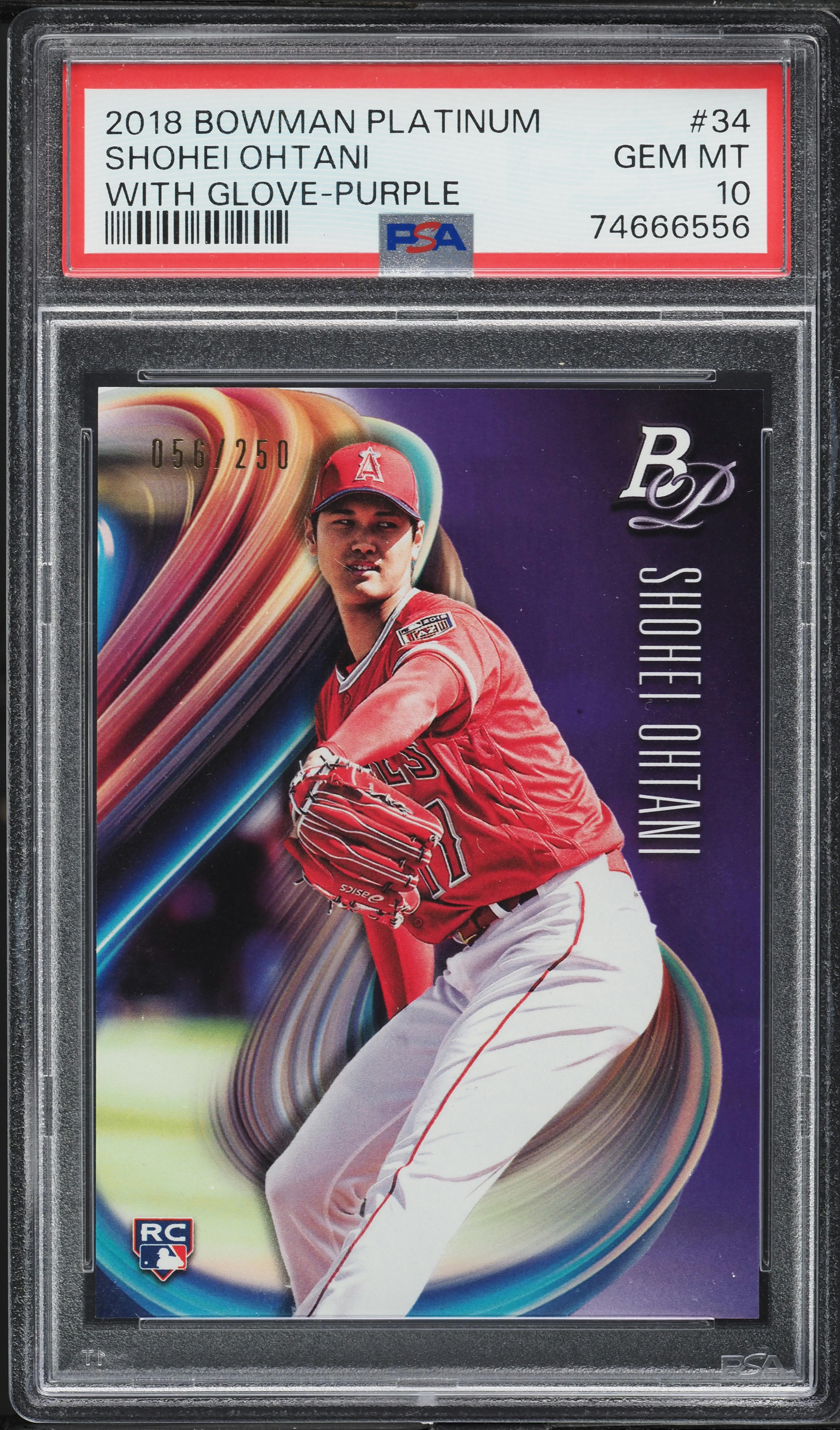 その他 2018 Bowman Platinum SHOHEI OHTANI 2018 Bowman Platinum With Glove Purple Shohei Ohtani ROOKIE /250