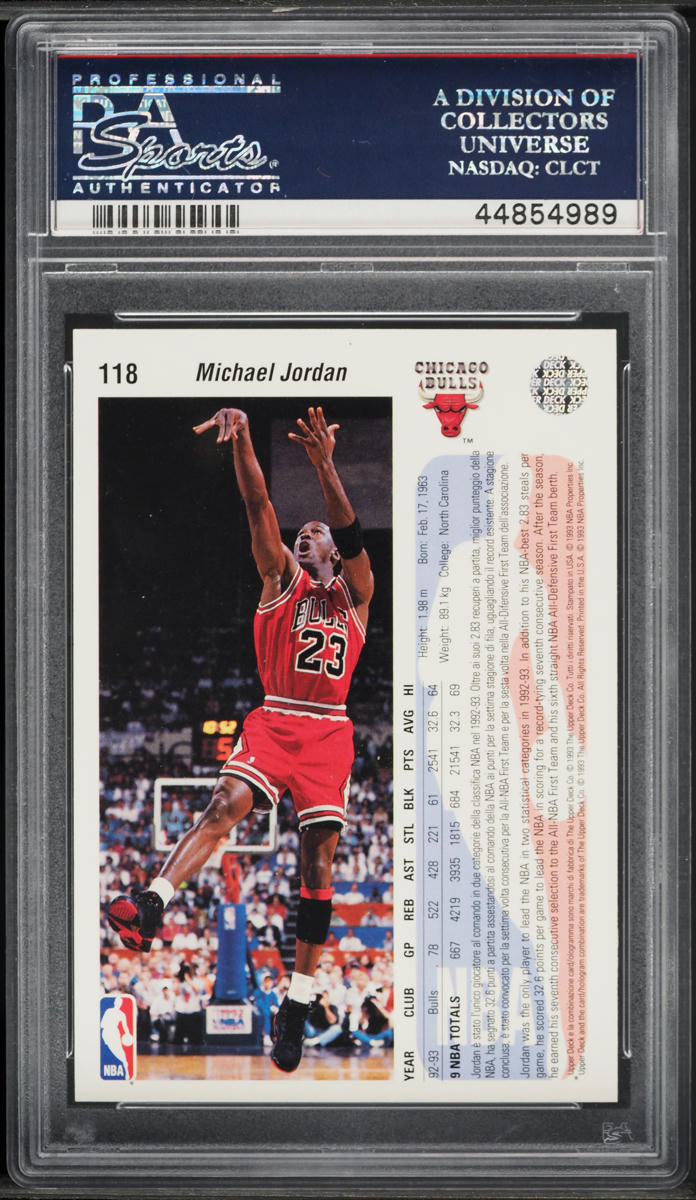 1992 Upper Deck International Italian Michael Jordan #118 PSA 10 GEM MINT
