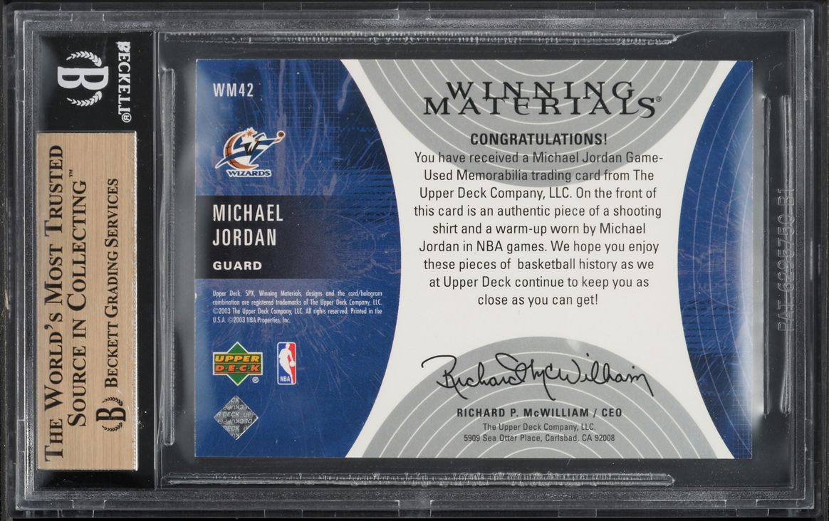 2003 SPx Winning Materials Michael Jordan PATCH #WM42 BGS 9.5 GEM MINT