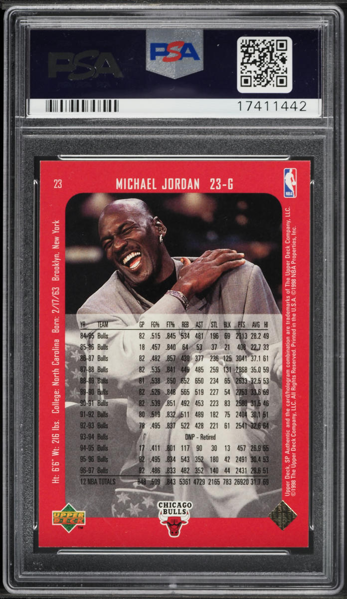 1997 SP Authentic Basketball Michael Jordan #23 PSA 10 GEM MINT