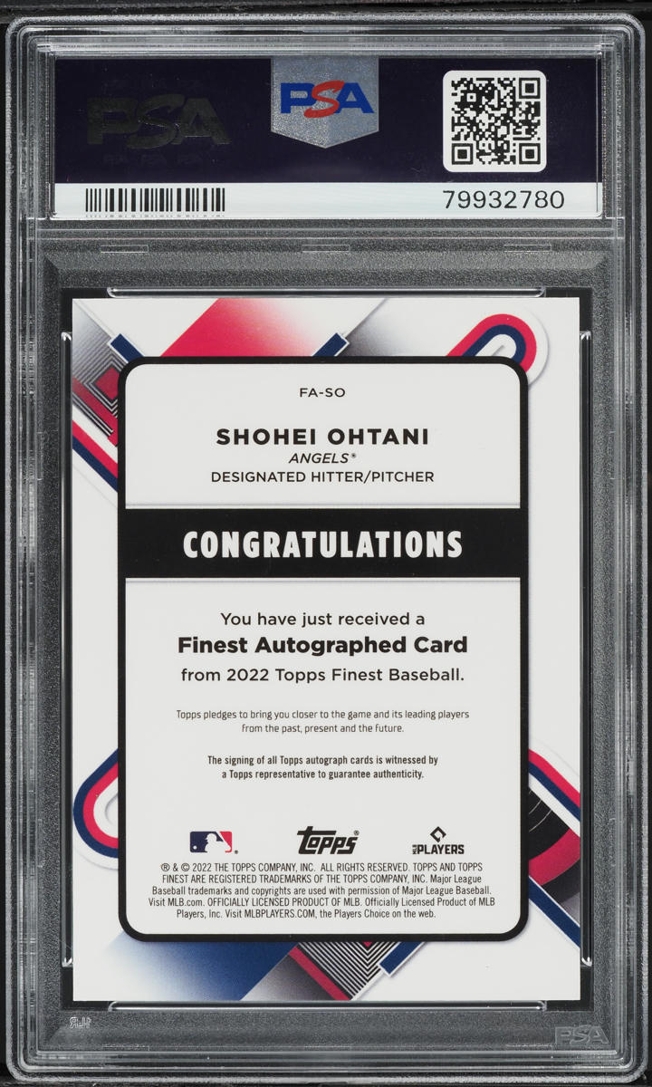 2022 Topps Finest Orange Wave Shohei Ohtani AUTO DNA 10 /25 #SO PSA 10 GEM MINT