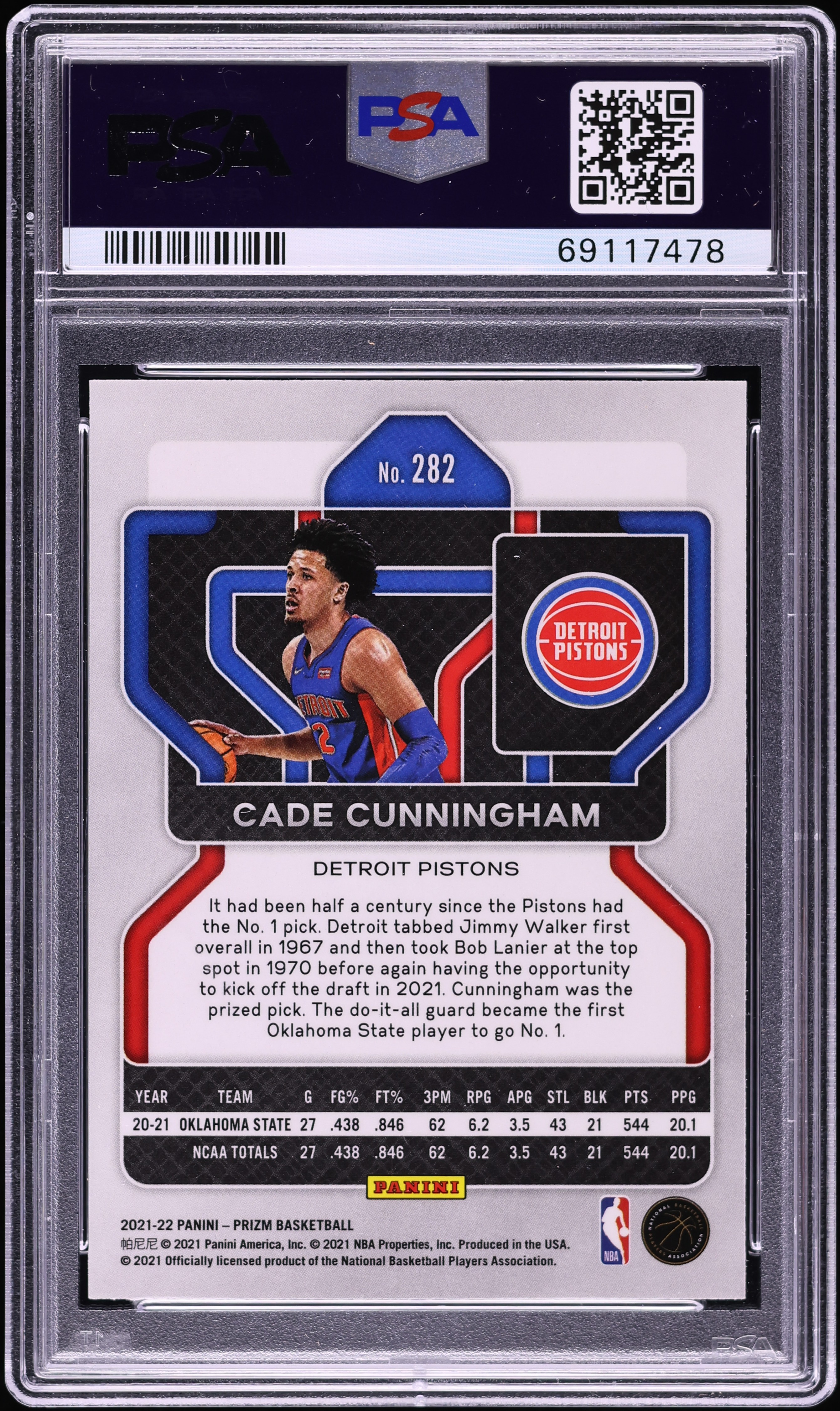 2021 Panini Prizm Cade Cunningham ROOKIE #282 PSA 10 GEM MINT on