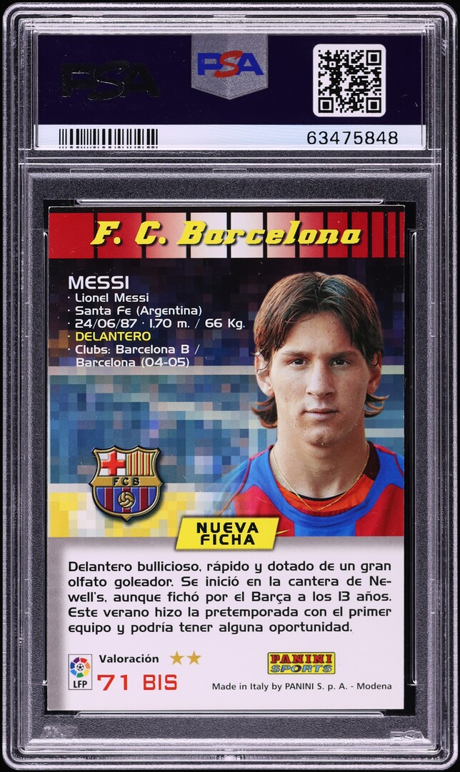 2004 Panini Sports Mega Cracks La Liga Lionel Messi ROOKIE #71 PSA 5 EX