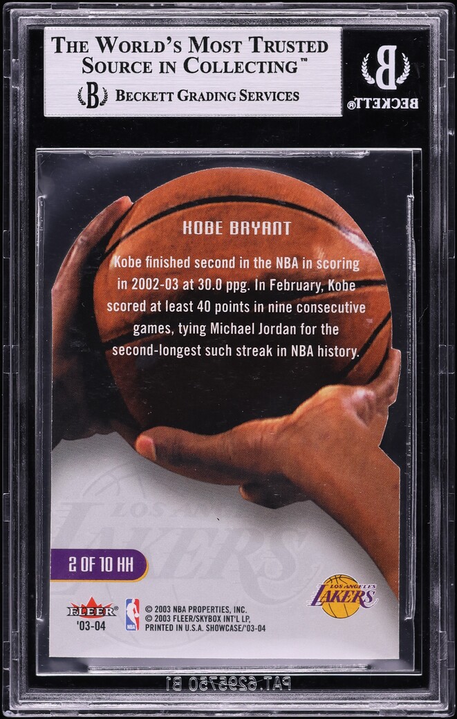 2003 Fleer Showcase Hot Hands Kobe Bryant #2 BGS 8.5 NM-MT+
