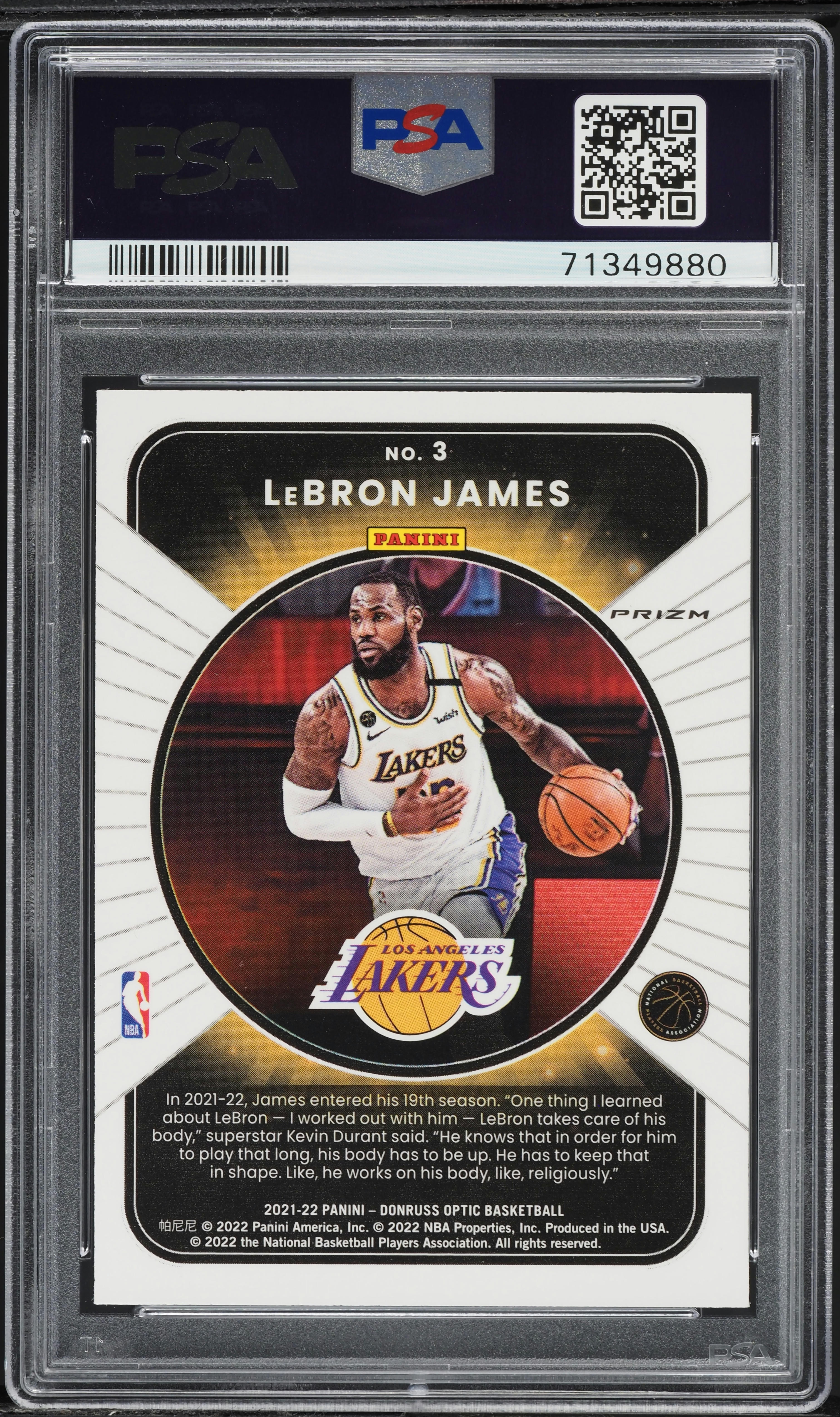2021 Donruss Optic Winner Stays Red Wave LeBron James #3 PSA 10