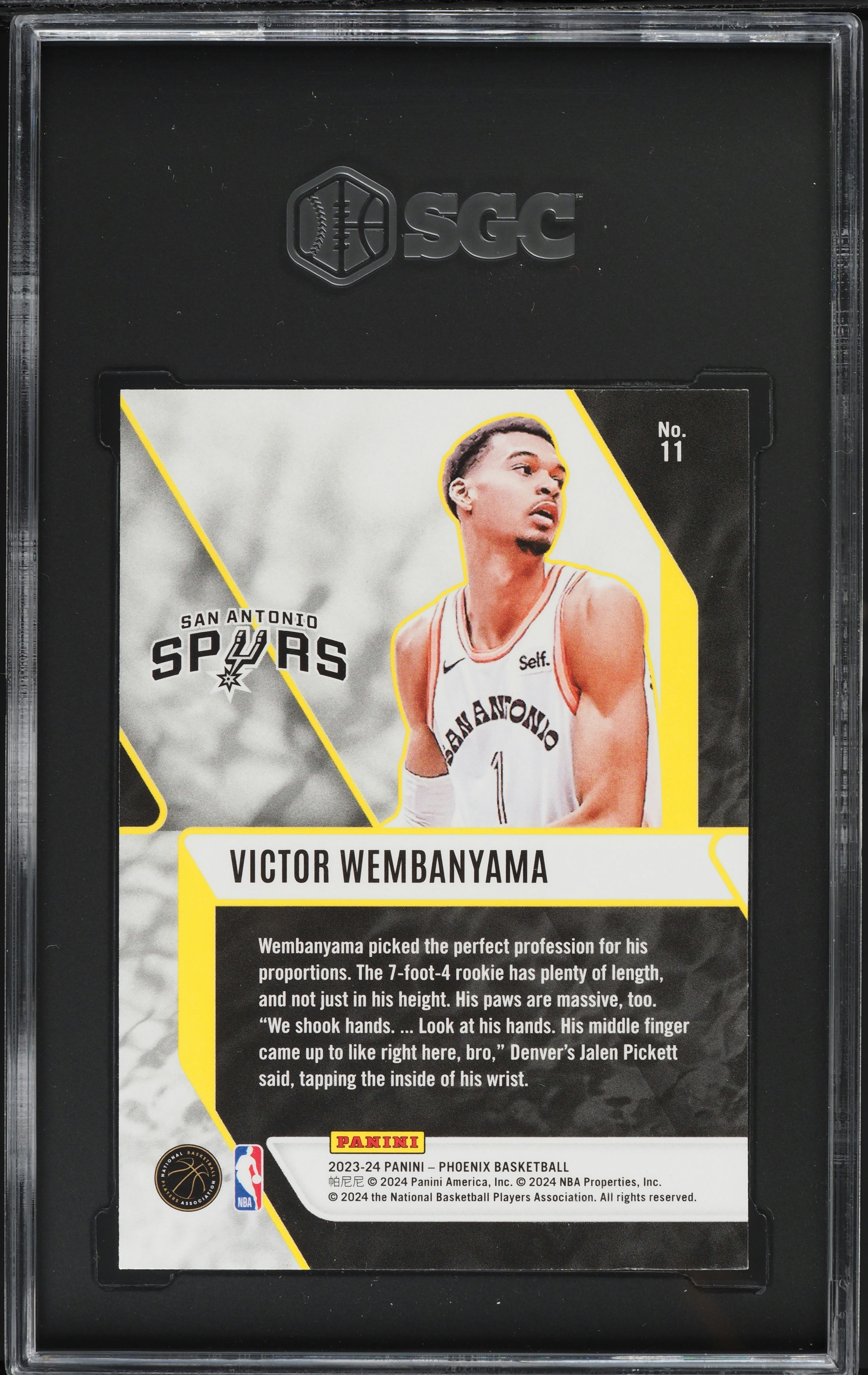 2023 Panini Phoenix Fade To Black Victor Wembanyama ROOKIE #11 SGC 