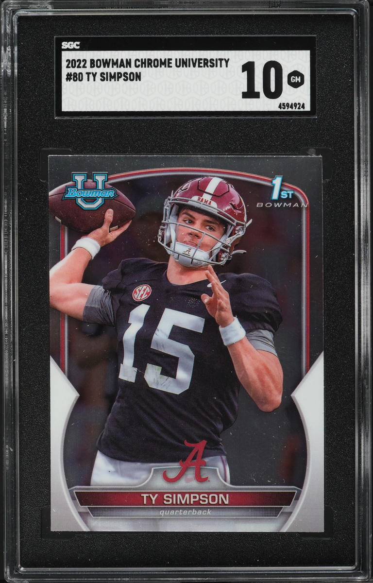 2022 Bowman Chrome University Ty Simpson ROOKIE #80 SGC 10 GEM MINT