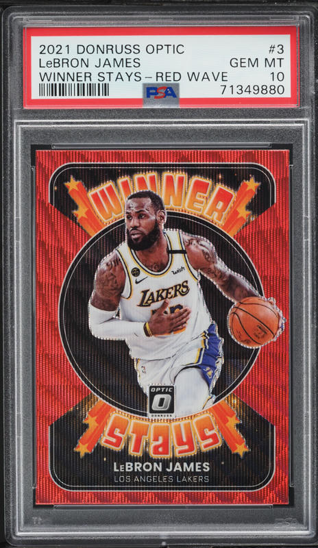 2021 Donruss Optic Winner Stays Red Wave LeBron James #3 PSA 10