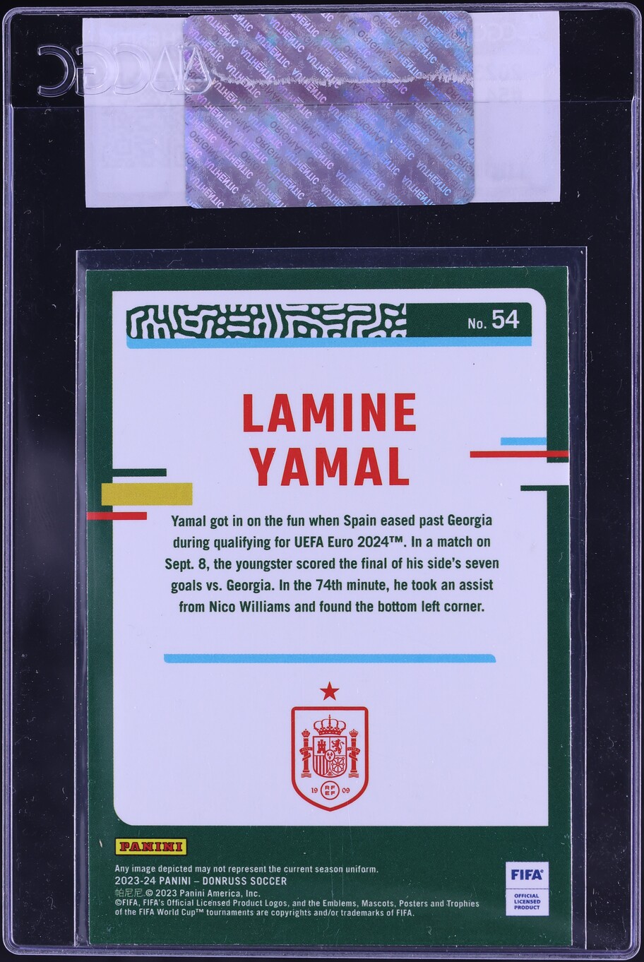 2023 Donruss FIFA Lamine Yamal ROOKIE #54 CGC AUTH