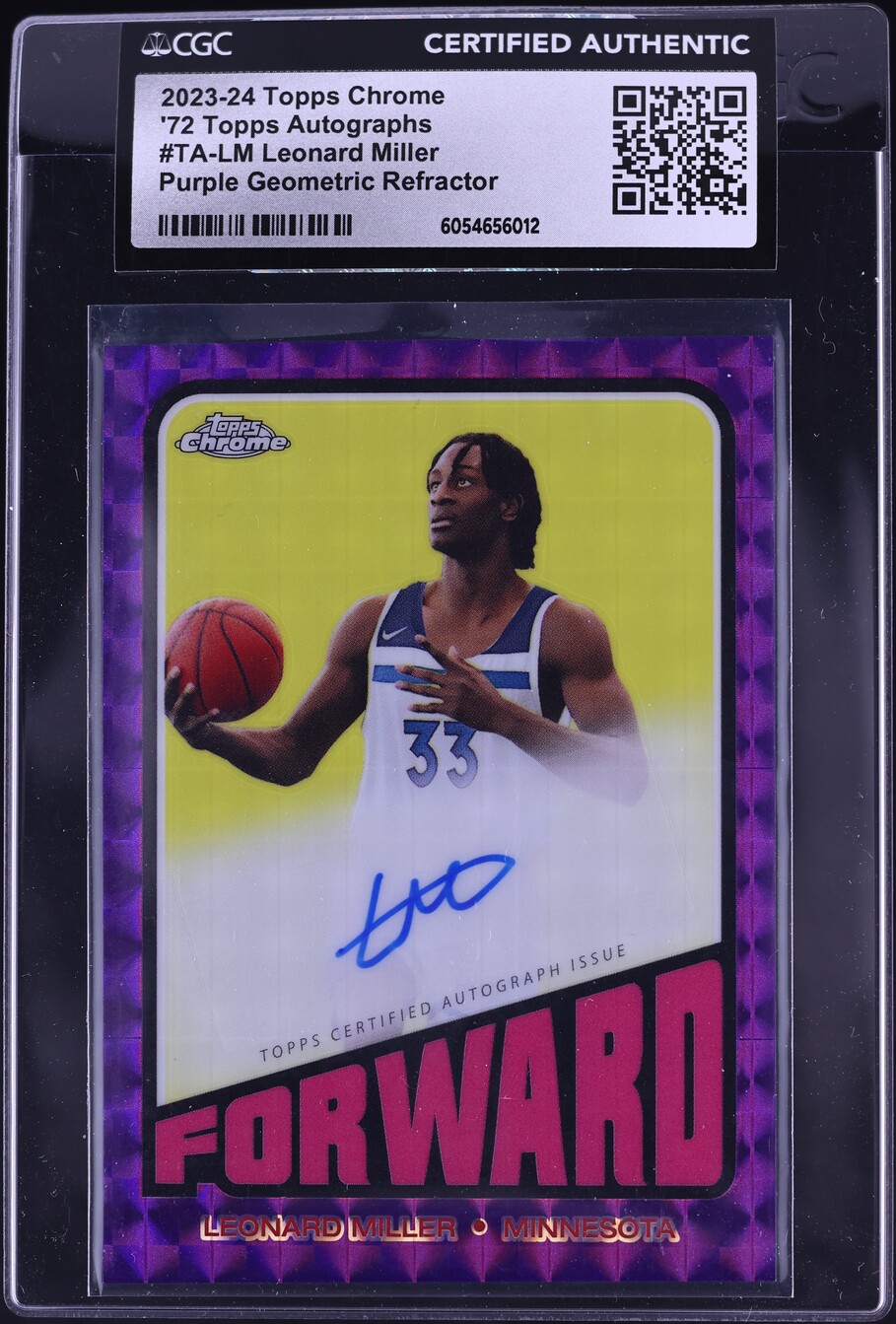 2023 Topps Chrome '72 Purple Geometric Ref. Leonard Miller ROOKIE