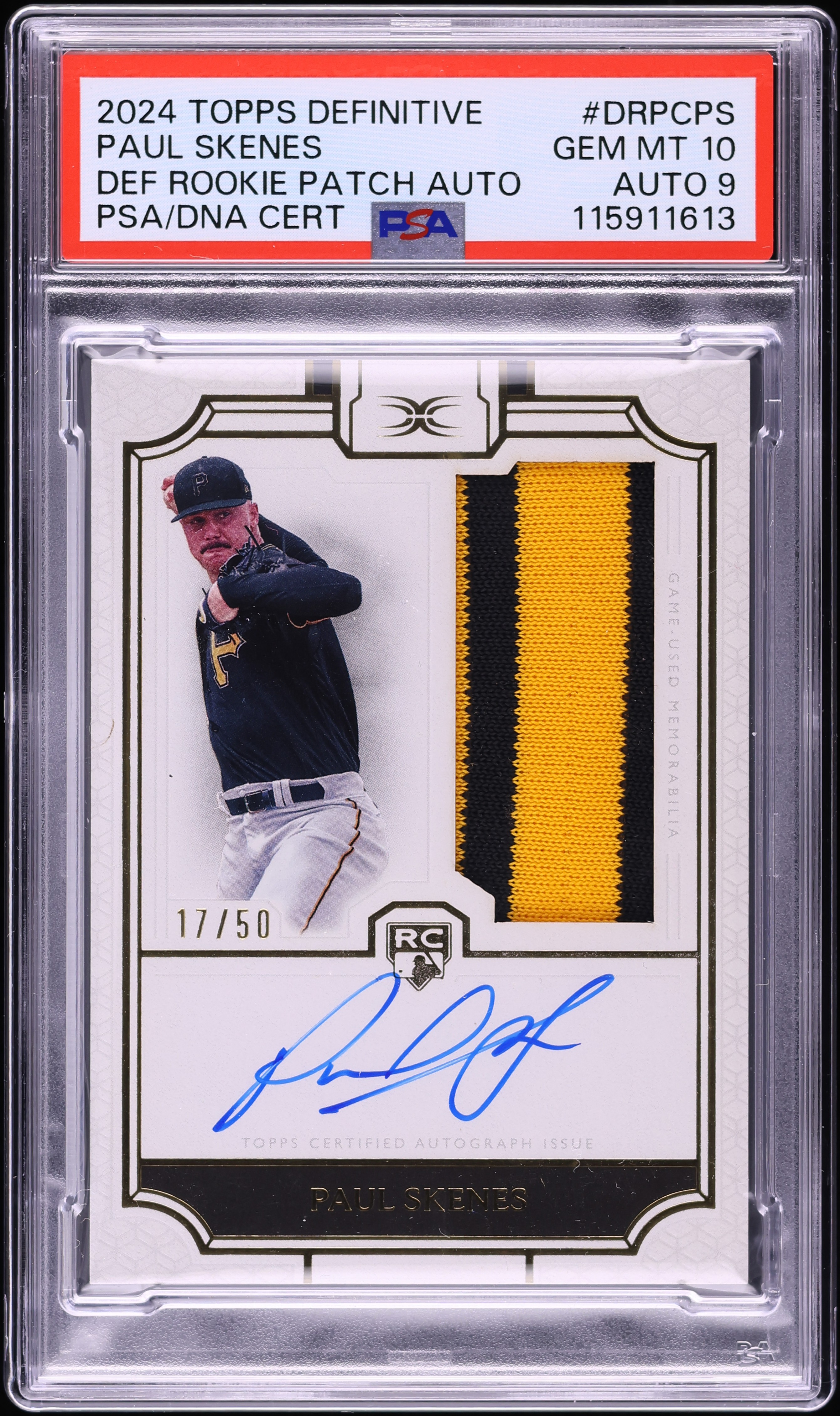 2024 Topps Definitive Collection Paul Skenes ROOKIE PATCH AUTO /50 