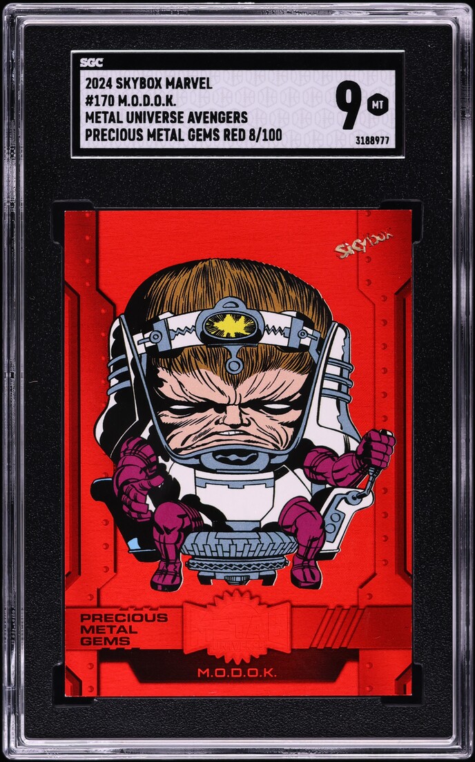 2024 Marvel Metal Universe Avengers PMG Red M.O.D.O.K. /100 #170 SGC 9 MINT