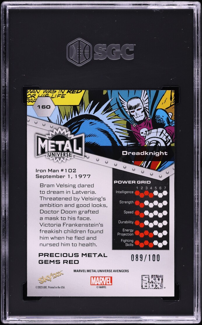 2024 Marvel Metal Universe Avengers PMG Red Dreadknight /100 #160 SGC 9 MINT