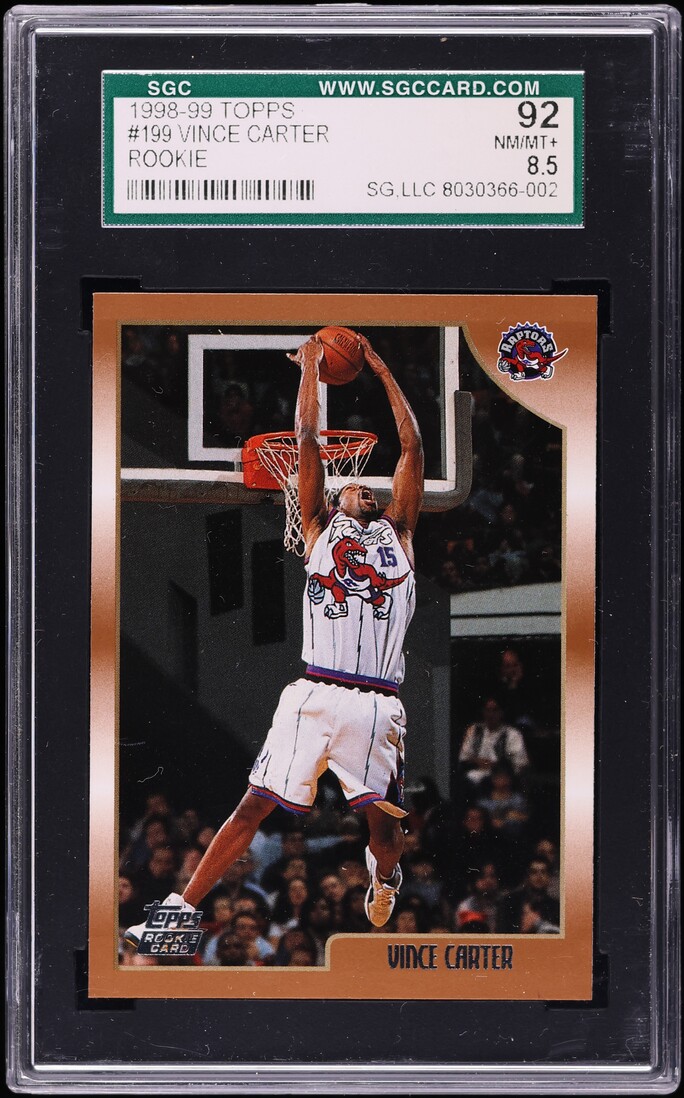 1998 Topps Basketball Vince Carter ROOKIE #199 SGC 8.5 NM-MT+