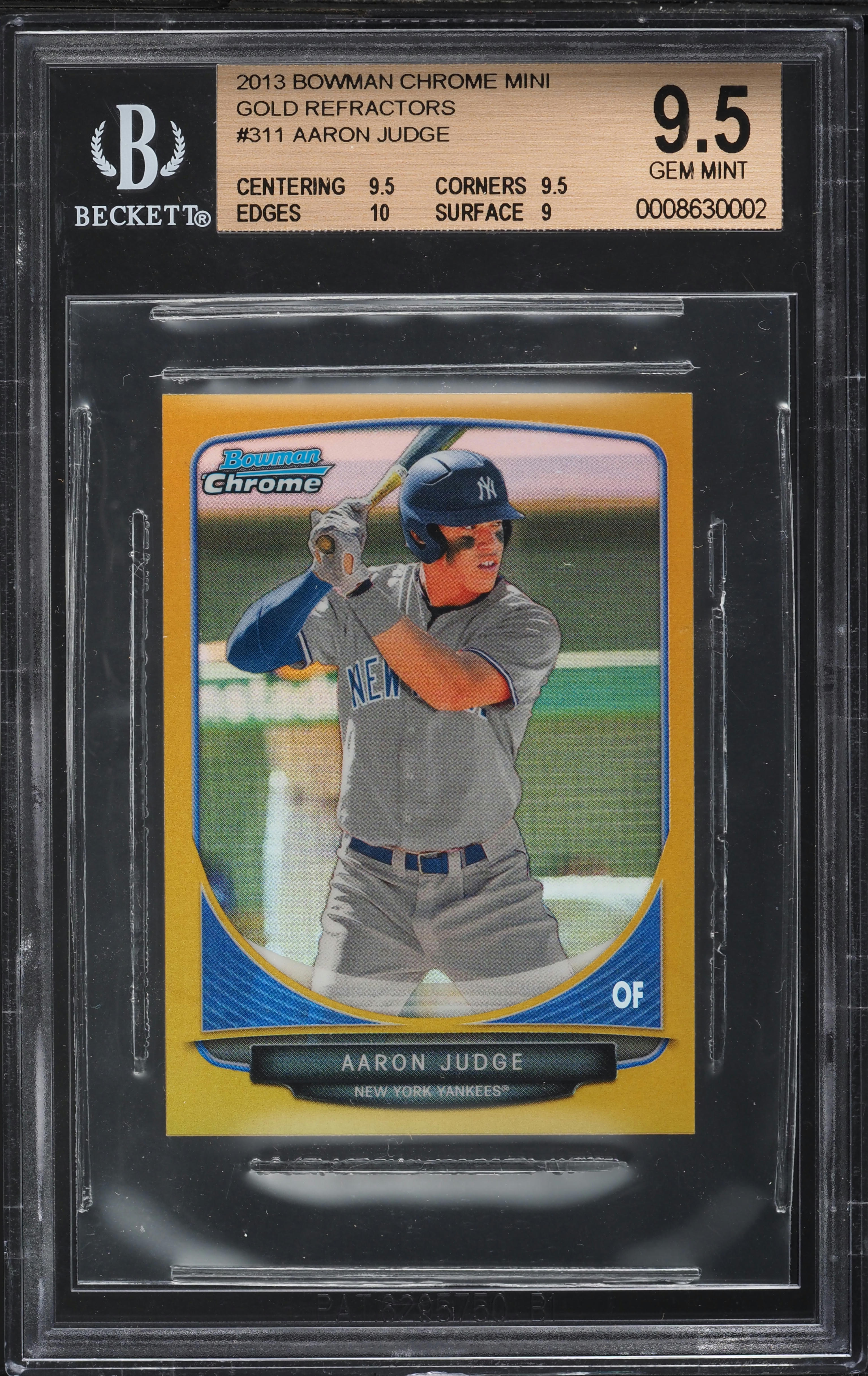 2013 Bowman Chrome Mini Gold Refractor Aaron Judge PROSPECT /50