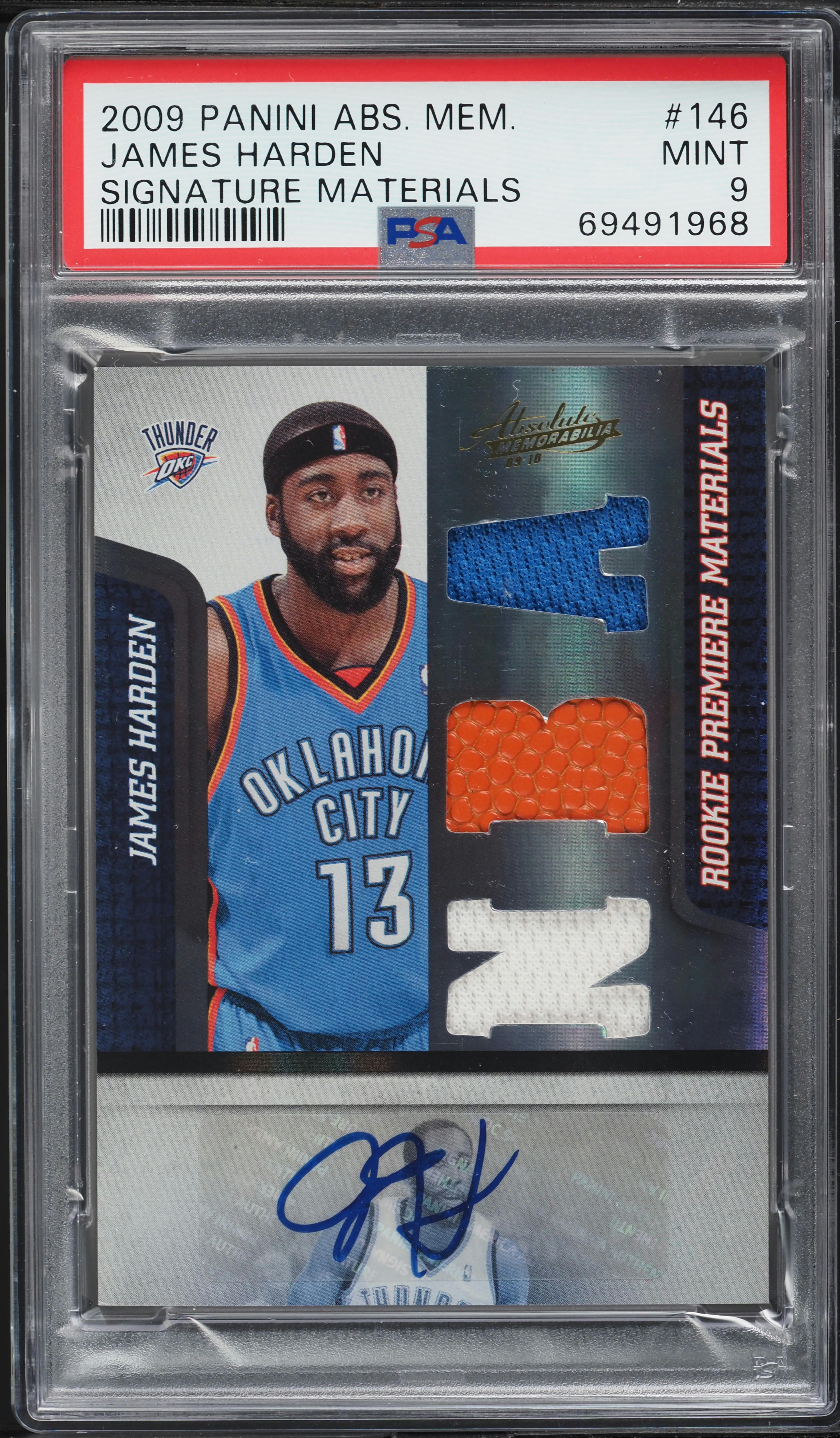 2009 Absolute Memorabilia James Harden ROOKIE PATCH AUTO /499 PSA