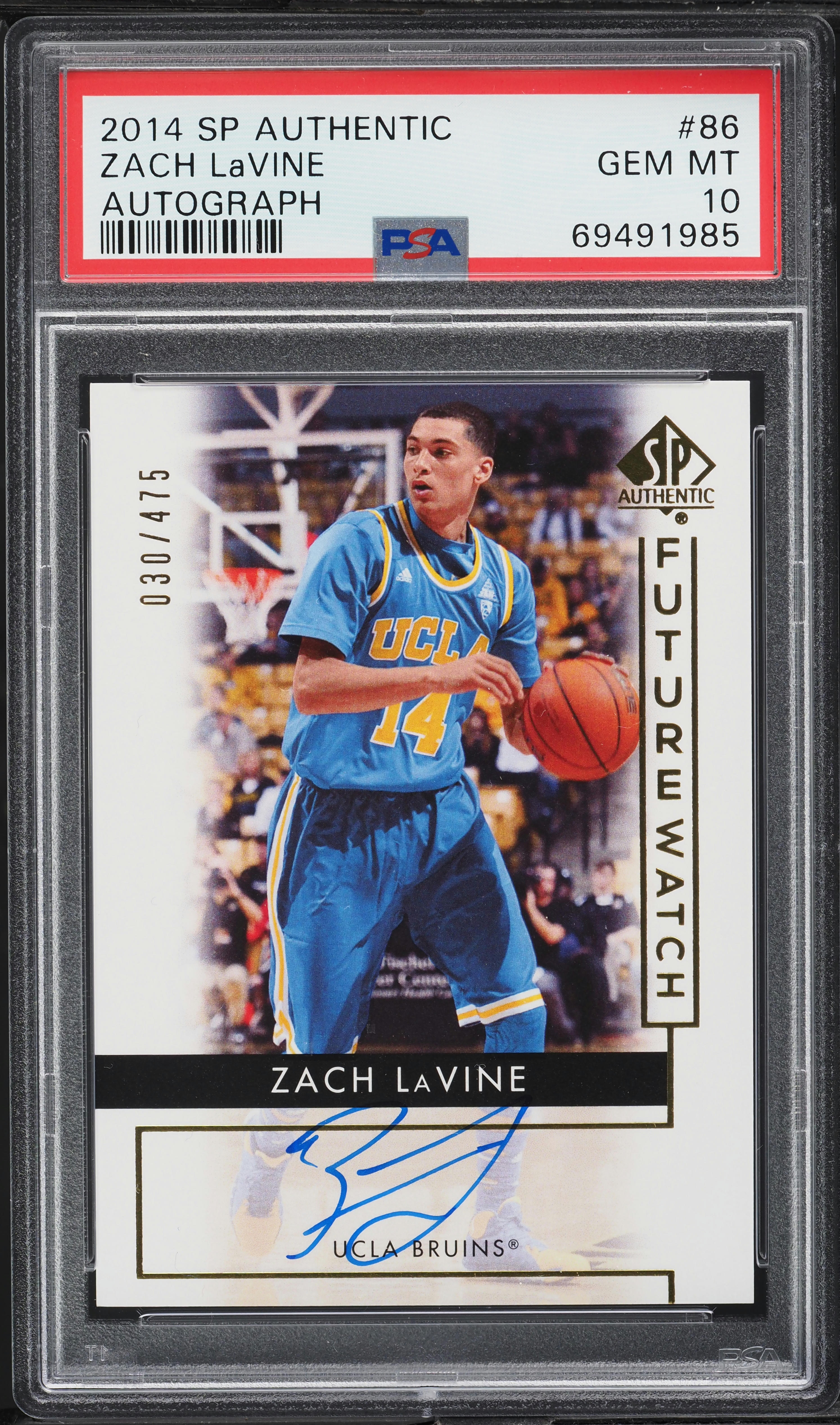 2014 SP Authentic Zach Lavine ROOKIE AUTO /475 #86 PSA 10 GEM MINT