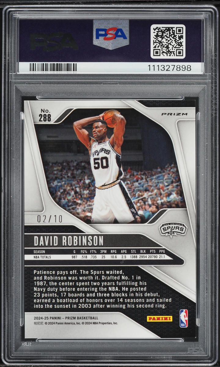 2024 Panini Prizm Gold Shimmer FOTL David Robinson /10 #288 PSA 9