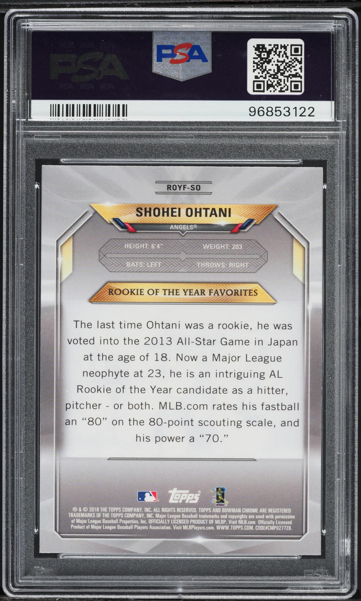 2018 Bowman Chrome Mega Box ROY Favorites Shohei Ohtani ROOKIE #ROYF-SO PSA 9 MINT