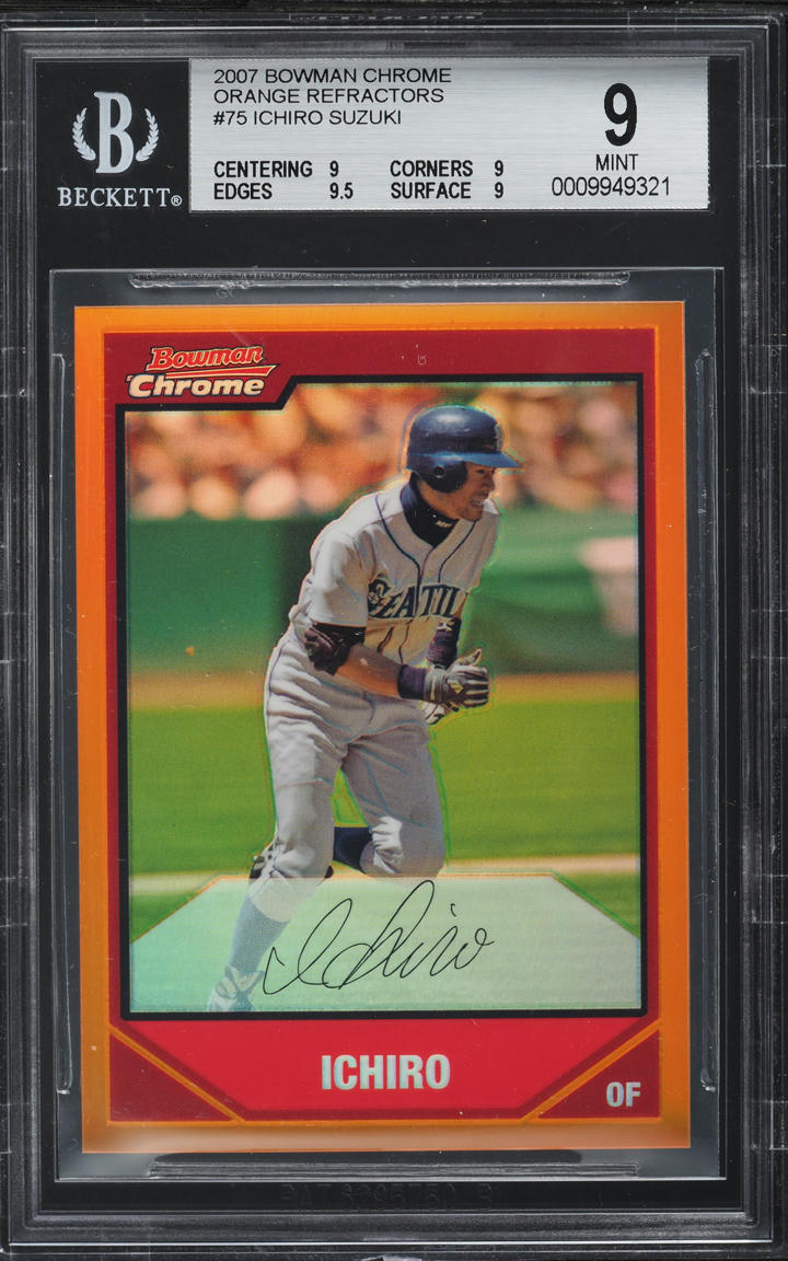 2007 Bowman Chrome Orange Refractor Ichiro Suzuki /25 #75 BGS 9 MINT