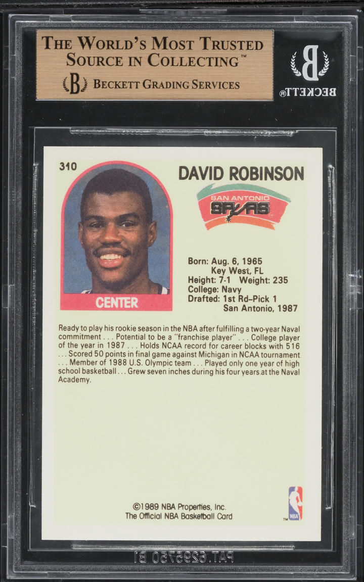 1989 Hoops David Robinson ROOKIE #310 BGS 9.5 GEM MINT