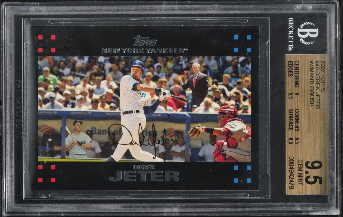 2007 Topps Derek Jeter w/ Mickey Mantle George Bush #40 BGS 9.5 GEM MINT