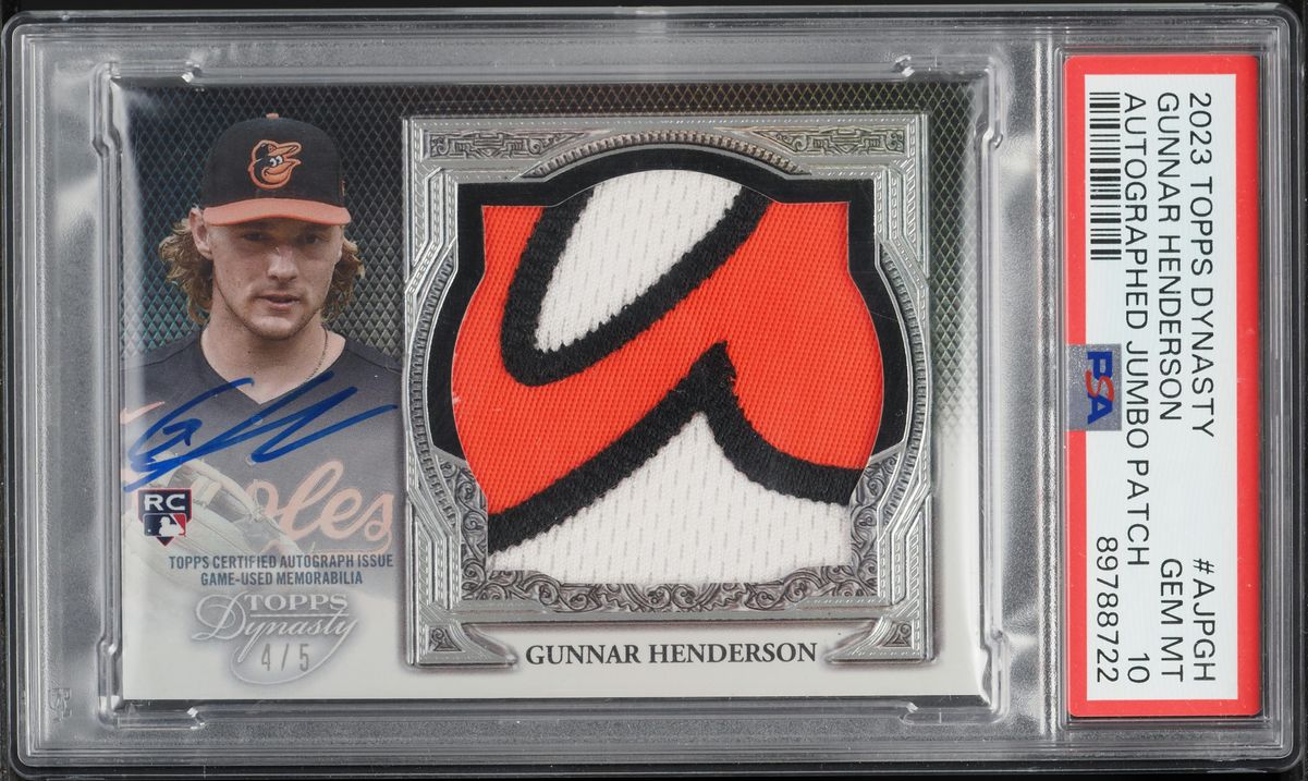 2023 Topps Dynasty Jumbo Gunnar Henderson ROOKIE PATCH AUTO /5 PSA 10 GEM MINT
