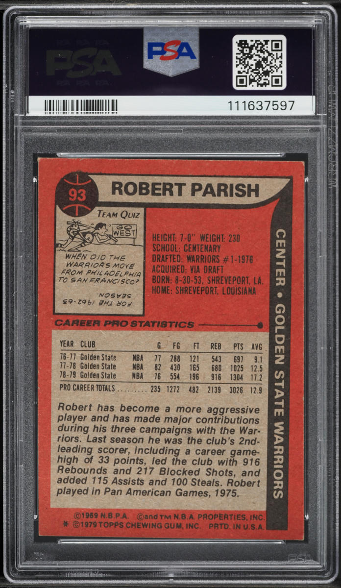 1979 Topps Basketball Robert Parish #93 PSA 6 EXMT