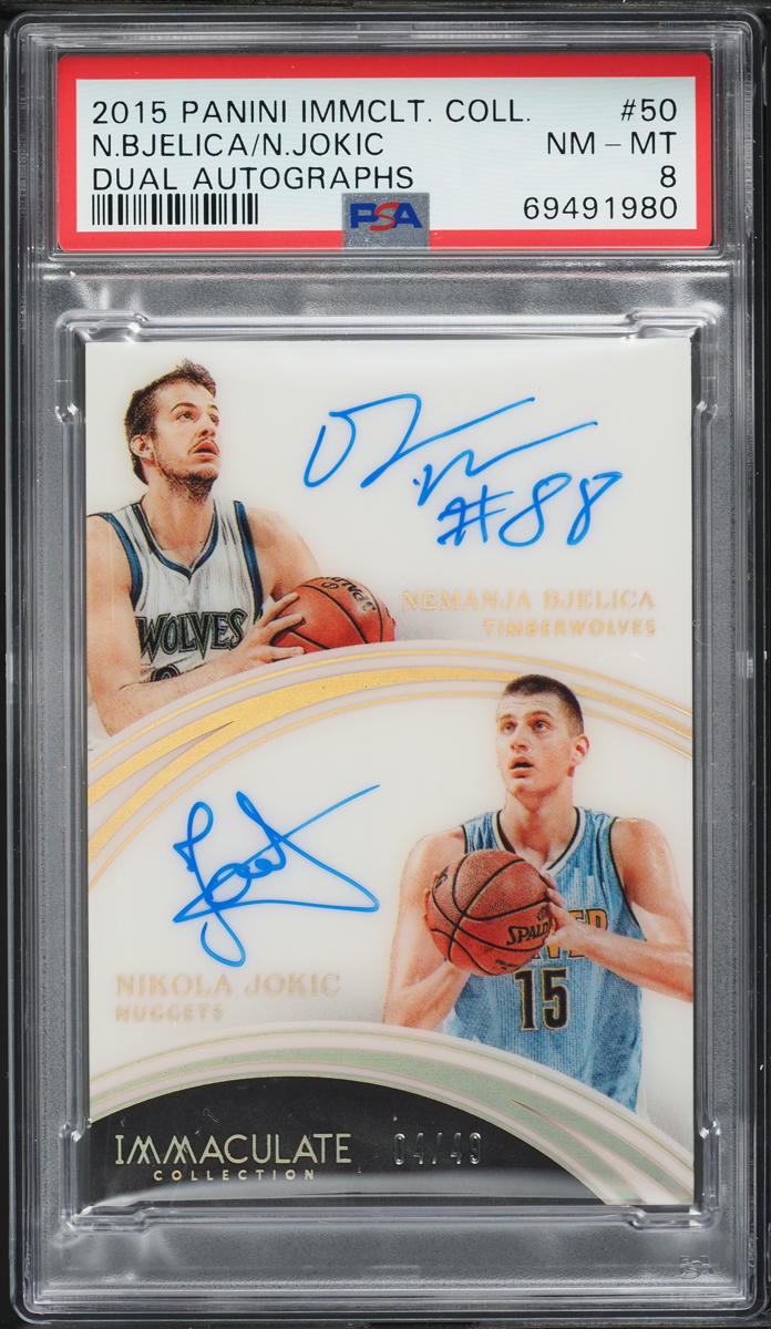 2015 Immaculate Collection Nemanja Bjelica Nikola Jokic ROOKIE AUTO /49 PSA 8