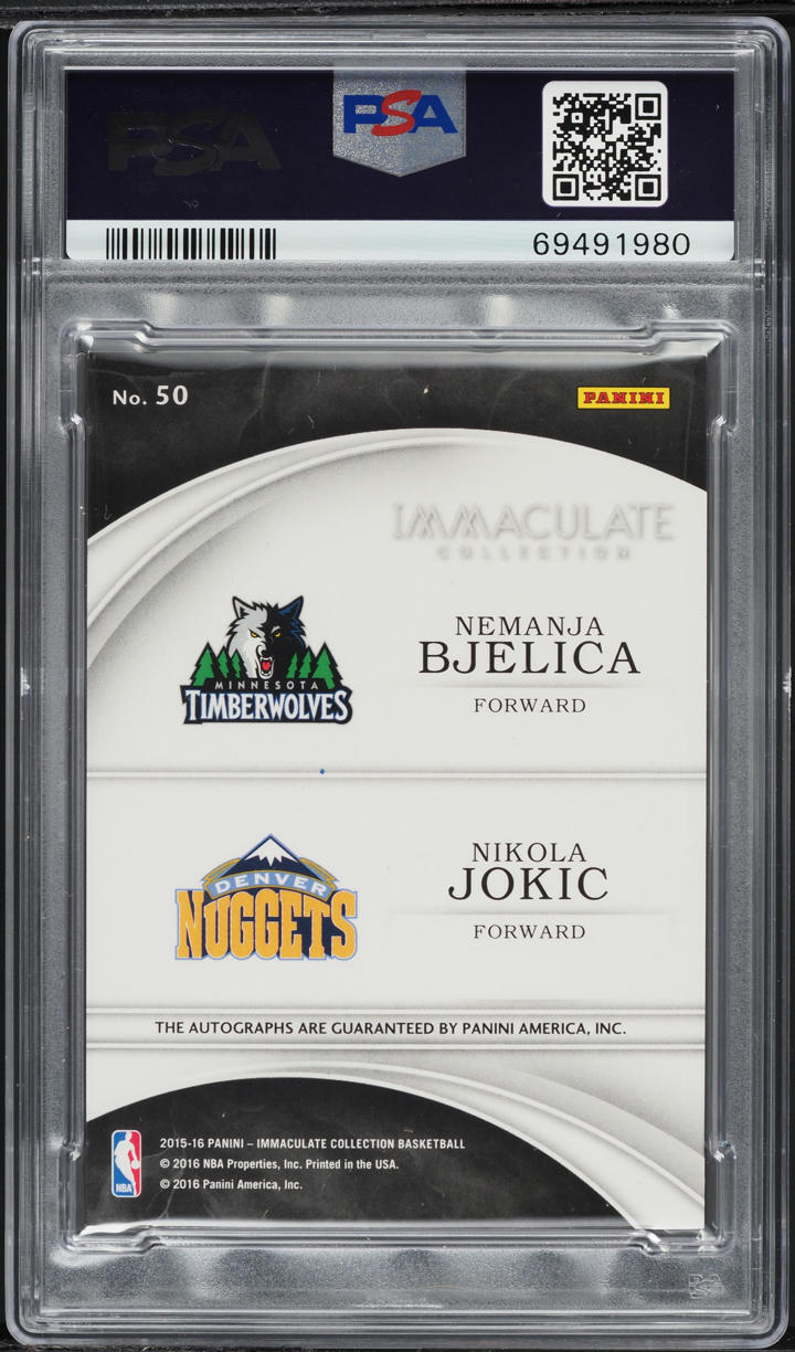2015 Immaculate Collection Nemanja Bjelica Nikola Jokic ROOKIE AUTO /49 PSA 8