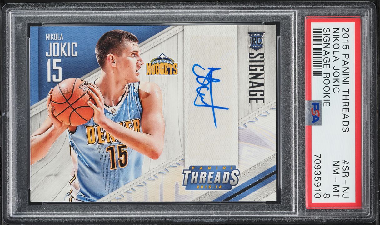 2015 Panini Threads Signage Nikola Jokic ROOKIE AUTO #SR-NJ PSA 8 NM-MT