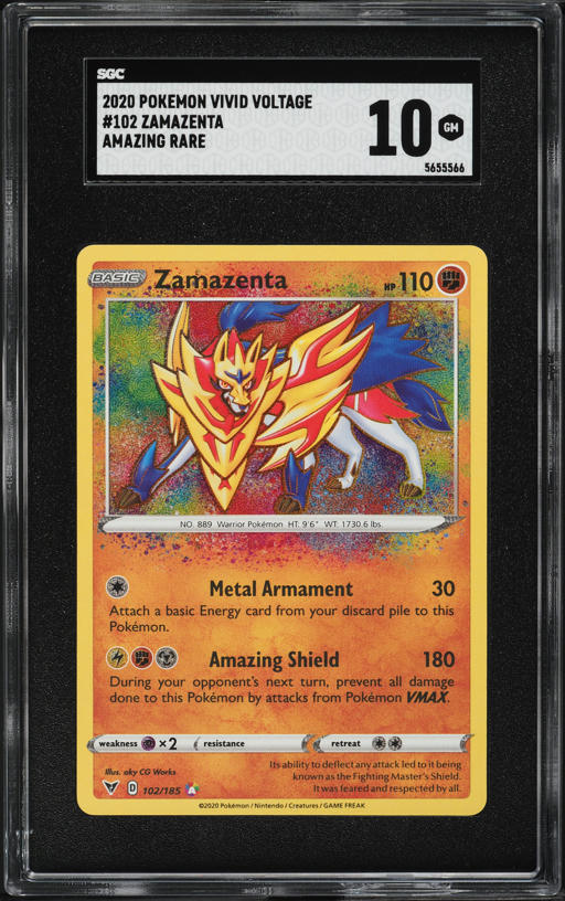 2020 Pokemon SWSH Vivid Voltage Amazing Rare Zamazenta #102 SGC 10 GEM MINT