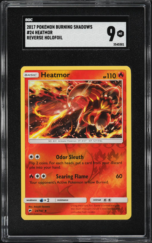 pokemon card heatmor - 34/192 - Rebel Clash variation to centering Heatmor 026 - Reverse Holofoil