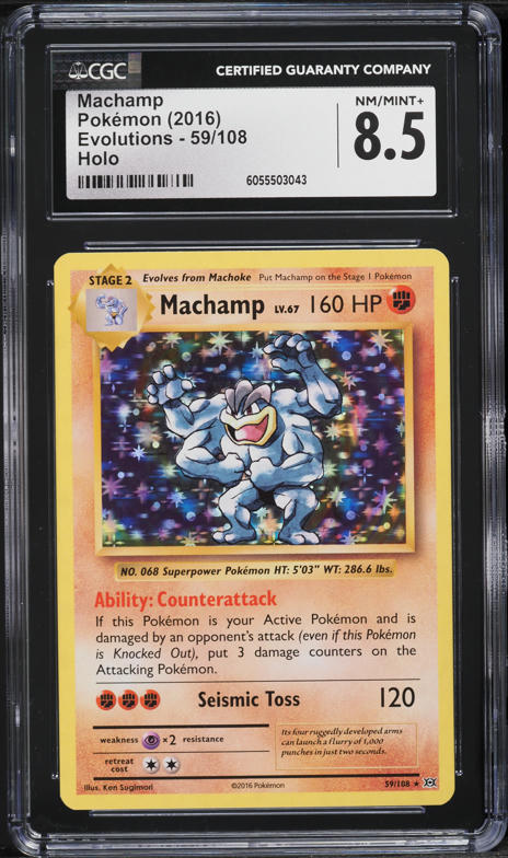 1999 Pokemon Base Set 1st Edition Holo Machamp #8 CGC 5.5 EX+ on Fanatics Collect 1999 Pokemon Base Set 1st Edition Holo Machamp #8 CGC 5.5 EX+ on Fanatics Collect