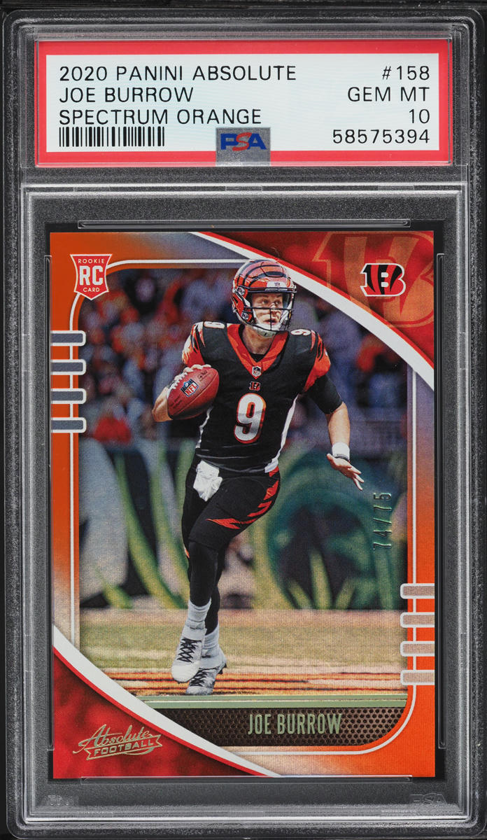 2020 Panini Absolute Spectrum Orange Joe Burrow ROOKIE /75 #158 PSA 10 GEM MINT