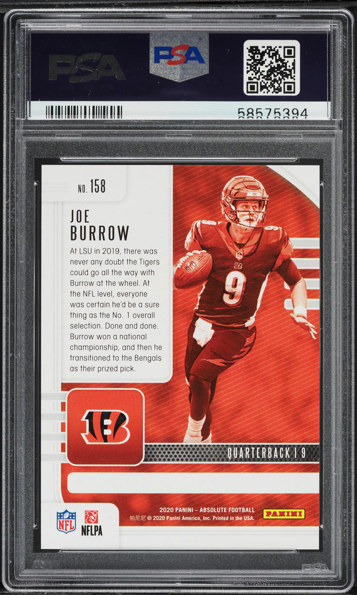 2020 Panini Absolute Spectrum Orange Joe Burrow ROOKIE /75 #158 PSA 10 GEM MINT