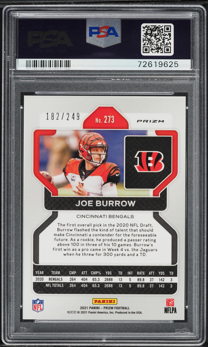 2021 Panini Prizm Orange Joe Burrow /249 #273 PSA 10 GEM MINT