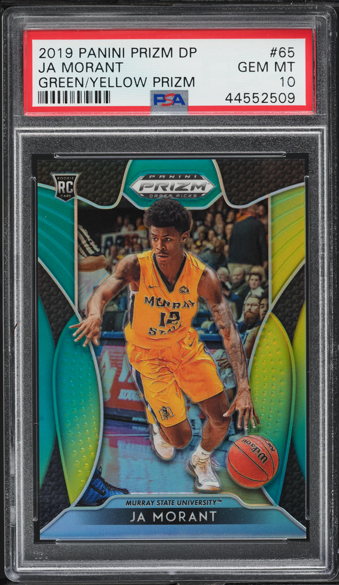 2019 Panini Prizm Draft Green Yellow Ja Morant ROOKIE /249 #65 PSA