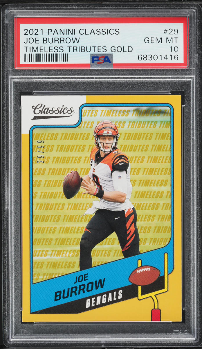 2021 Panini Classics Timeless Tributes Gold Joe Burrow /99 #29 PSA 10 GEM MINT