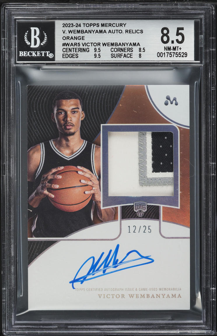 2023 Topps Mercury Orange Victor Wembanyama ROOKIE PATCH AUTO /25 BGS 8.5 NM-MT+