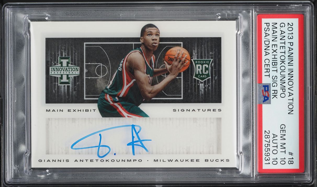 2013 Panini Innovation Exhibit Giannis Antetokounmpo RC AUTO DNA 10 /299 PSA 10