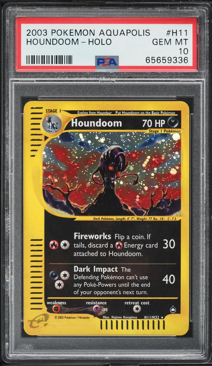 2003 Pokemon Aquapolis Holo Houndoom #H11 PSA 10 GEM MINT