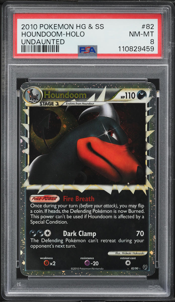2010 Pokemon HeartGold & SoulSilver Undaunted Holo Houndoom #82 PSA 8 NM-MT